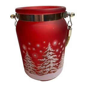 Northlight Red Matte Winter Holiday Glass Lantern & Candle Holder 6”